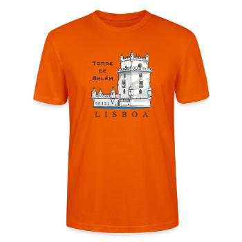 Lissabon, Torre de Belem, Portugal, Handzeichnung - Stanley/Stella Unisex Bio-T-Shirt CRAFTER - Tieforange - Vorne - Alina (178cm) & Michal (187cm)