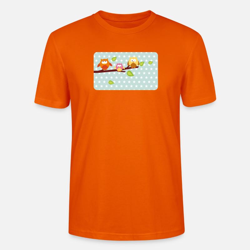 Kleine Eulen mit Sternchen mint | personalisierbar - Stanley/Stella Unisex Bio-T-Shirt CRAFTER - Tieforange