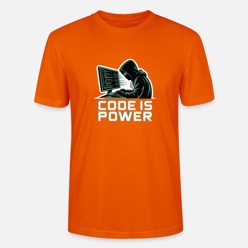 Cyber Hacker Code Infinity Design - Stanley/Stella CRAFTER Unisex Organic T-Shirt - bright orange