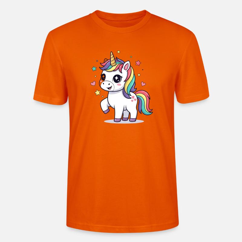 Verspieltes Einhorn mit Regenbogenmähne - Stanley/Stella Unisex Bio-T-Shirt CRAFTER - Tieforange