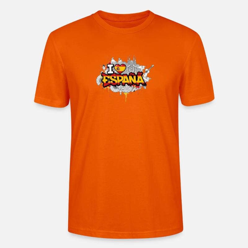 Lebendiges Graffiti Spanien Flagge Liebe Design - Stanley/Stella Unisex Bio-T-Shirt CRAFTER - Tieforange