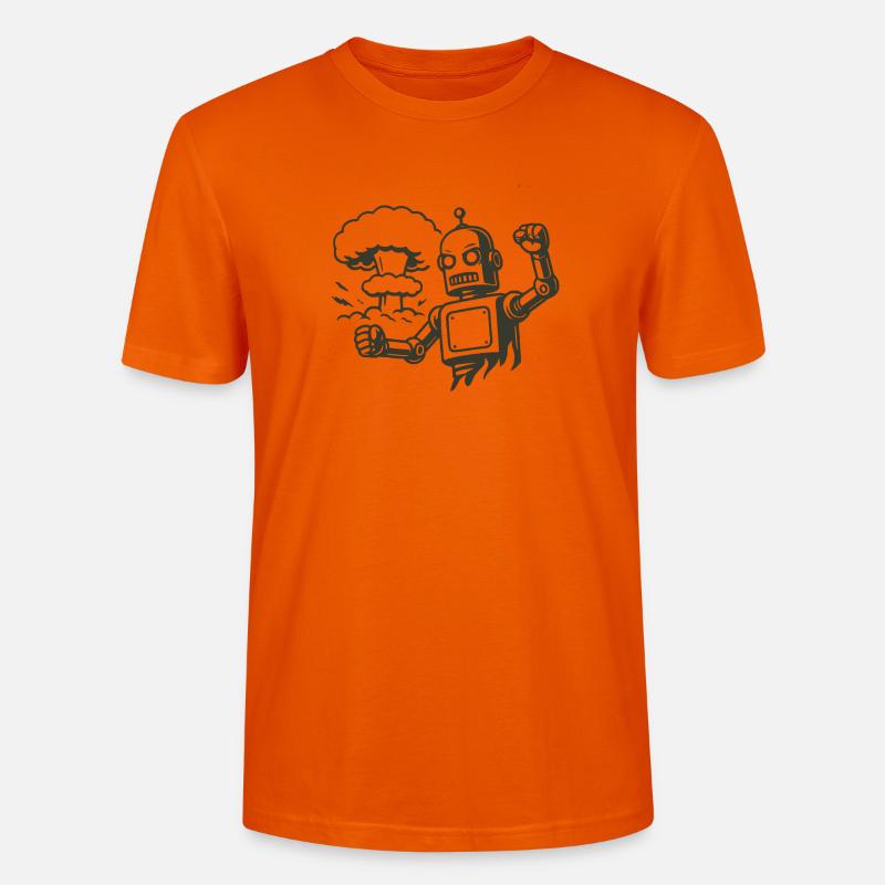 Robot rétro devant un nuage d’explosion - T-shirt bio CRAFTER Stanley Stella Unisexe - orange profond