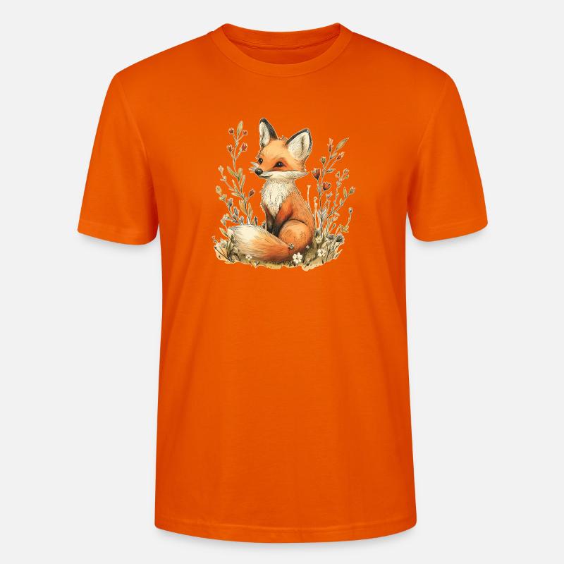 Fuchs mit Blumen - Stanley/Stella Unisex Bio-T-Shirt CRAFTER - Tieforange