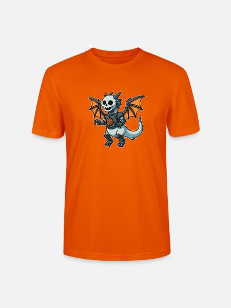 Roboterdrache mit Knochenhelm und Flügeln - Stanley/Stella Unisex Bio-T-Shirt CRAFTER - Tieforange