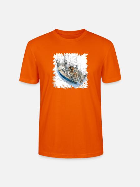 Segelyacht Skizzen Overlay CAD-Design - Stanley/Stella Unisex Bio-T-Shirt CRAFTER - Tieforange