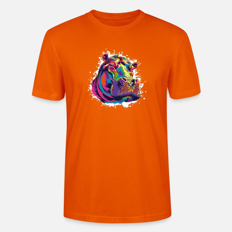 Nilpferd Kunst Comic - Stanley/Stella Unisex Bio-T-Shirt CRAFTER - Tieforange