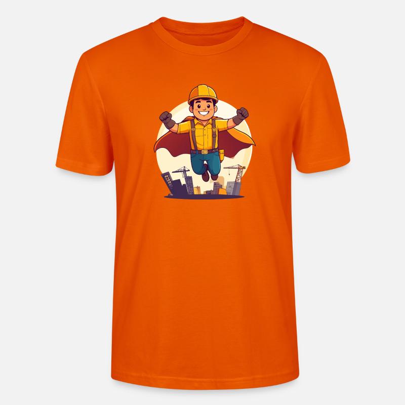 Bauhelden Superheld Bauarbeiter Held der Baustelle - Stanley/Stella Unisex Bio-T-Shirt CRAFTER - Tieforange