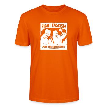 Antifaschismus Silhouette Fight Facism Resistance - Stanley/Stella Unisex Bio-T-Shirt CRAFTER - Tieforange - Vorne - Alina (178cm) & Michal (187cm)