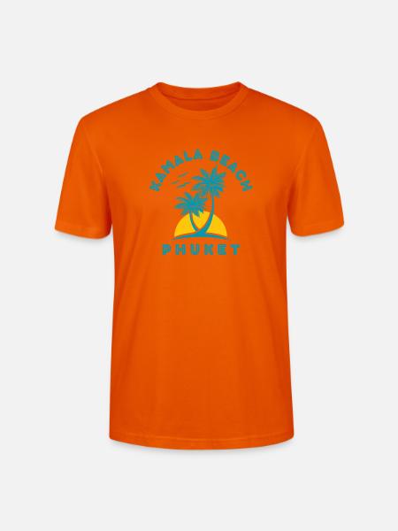 Kamala Beach Phuket Sunset Palm - Stanley/Stella CRAFTER Unisex Organic T-Shirt - bright orange