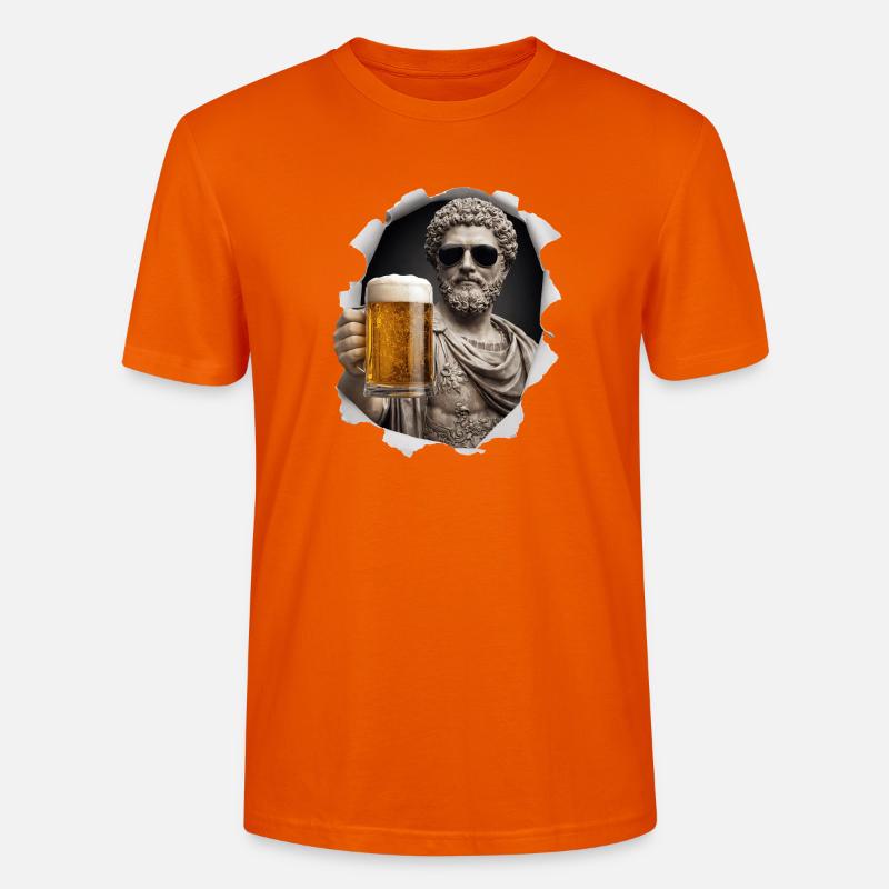 Marcus Aurelius mit Sonnenbrille und Bier - Stanley/Stella Unisex Bio-T-Shirt CRAFTER - Tieforange