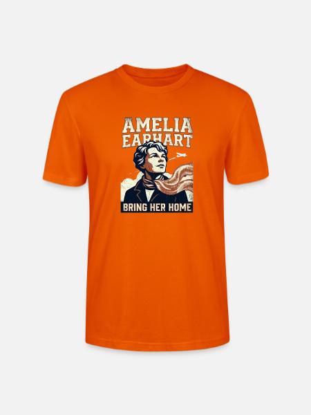 Amelia Earhart – Bring Her Home - Stanley/Stella CRAFTER Unisex Organic T-Shirt - bright orange