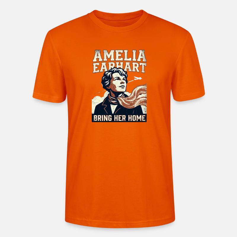 Amelia Earhart – Bring Her Home - Stanley/Stella CRAFTER Unisex Organic T-Shirt - bright orange