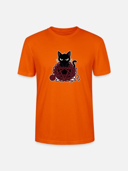 Schwarze Katze im roten Wollknäuel - Stanley/Stella Unisex Bio-T-Shirt CRAFTER - Tieforange