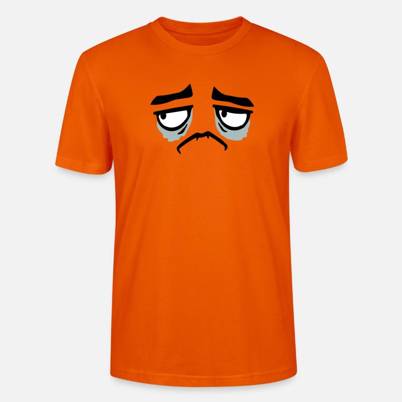 Grumpy sad disappointed face funny - Stanley/Stella CRAFTER Unisex Organic T-Shirt - bright orange