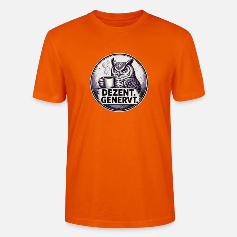 Dezent Genervt Eule mit Kaffee - Stanley/Stella Unisex Bio-T-Shirt CRAFTER - Tieforange