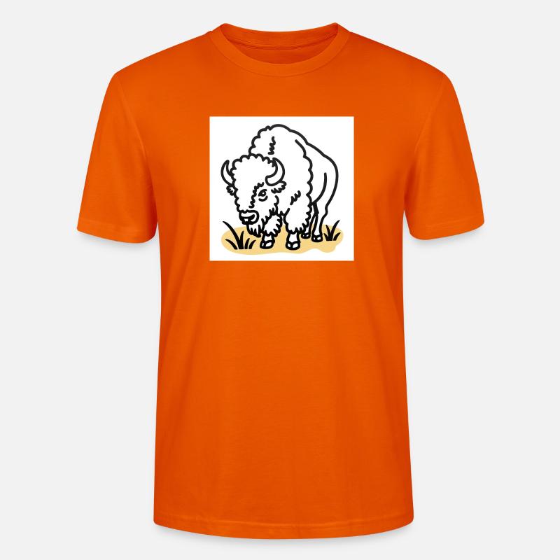 Bisons sur herbe jaune - T-shirt bio CRAFTER Stanley Stella Unisexe - orange profond