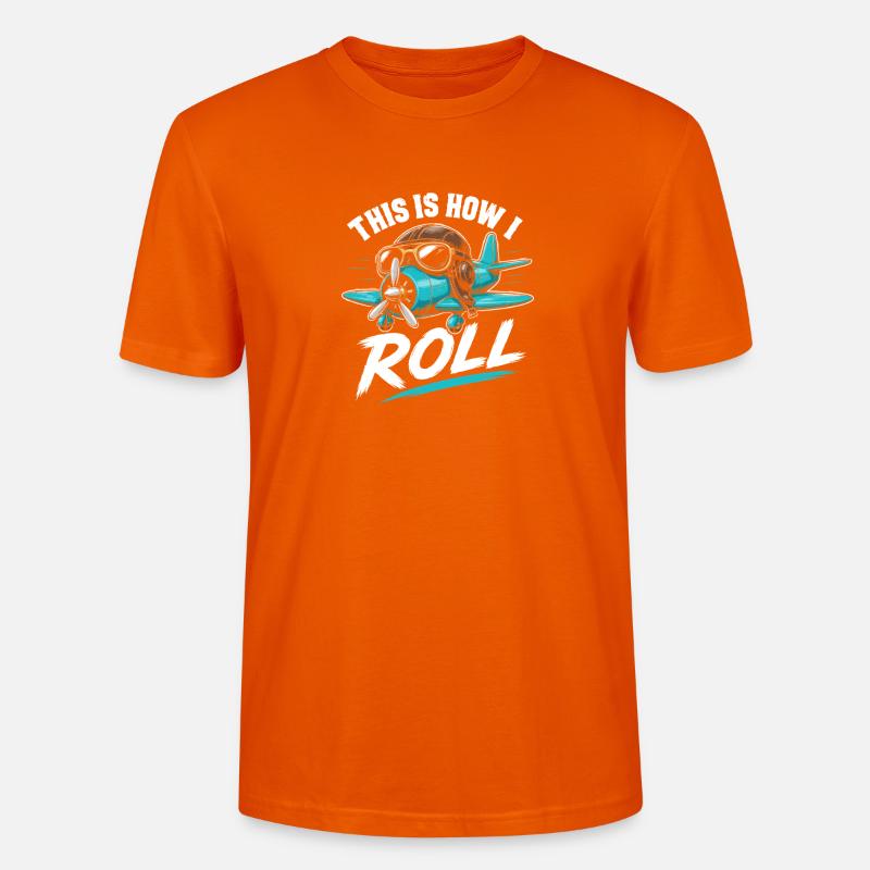 Propellerflugzeug Roll Spruch - Stanley/Stella Unisex Bio-T-Shirt CRAFTER - Tieforange