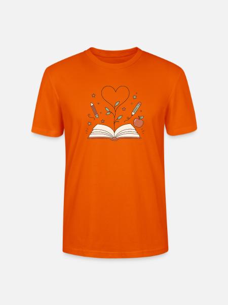 Heart tree from book – creativity blossoms - Stanley/Stella CRAFTER Unisex Organic T-Shirt - bright orange