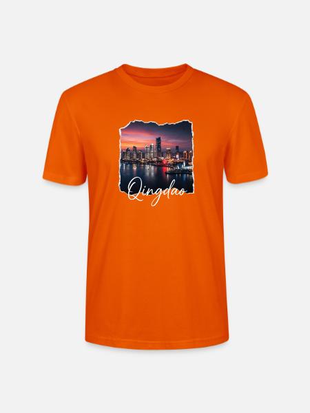 Qingdao Abend Skyline - Stanley/Stella Unisex Bio-T-Shirt CRAFTER - Tieforange