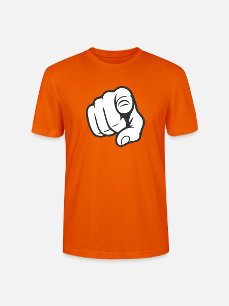 Pointing Finger You Gesture Sticker Design - Stanley/Stella CRAFTER Unisex Organic T-Shirt - bright orange
