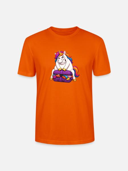 Einhorn Übergepackter Koffer - Stanley/Stella Unisex Bio-T-Shirt CRAFTER - Tieforange