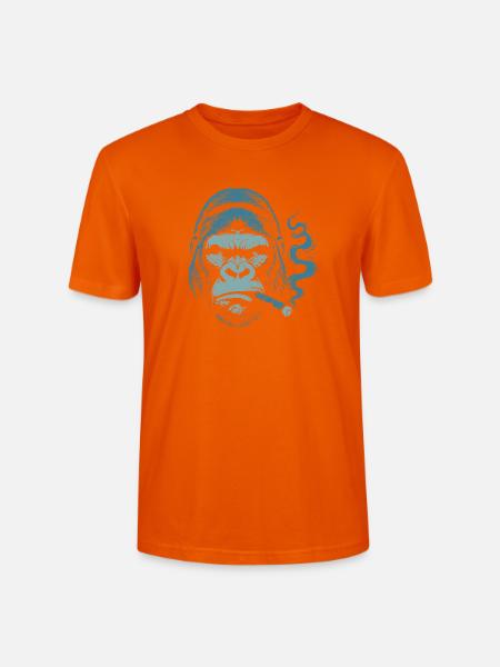Gorilla mit Zigarrenporträt - Stanley/Stella Unisex Bio-T-Shirt CRAFTER - Tieforange