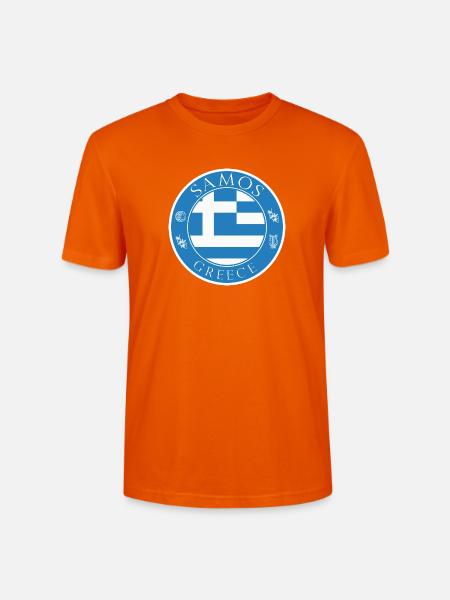 Samos Emblem Blauweiß Symbol - Stanley/Stella Unisex Bio-T-Shirt CRAFTER - Tieforange