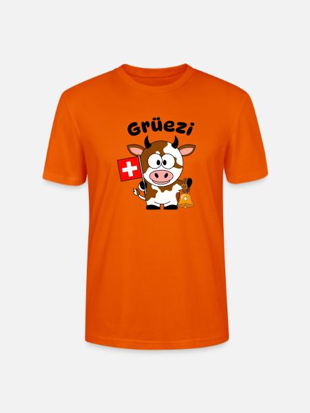 Gruezi Schweizer Kuh  - Stanley/Stella Unisex Bio-T-Shirt CRAFTER - Tieforange