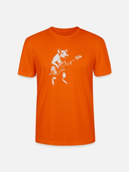 Pig Bassist: Retro Rock - Stanley/Stella Unisex Bio-T-Shirt CRAFTER - Tieforange