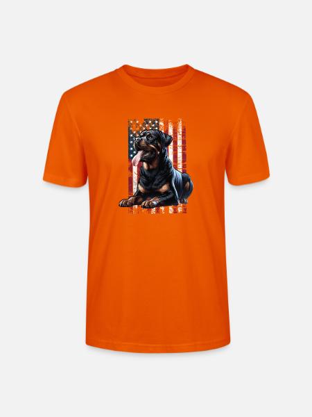 Rottweiler US Flagge - Stanley/Stella Unisex Bio-T-Shirt CRAFTER - Tieforange