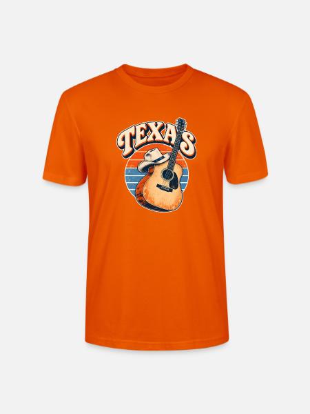Texas Retro Gitarre & Cowboy Hut - Stanley/Stella Unisex Bio-T-Shirt CRAFTER - Tieforange