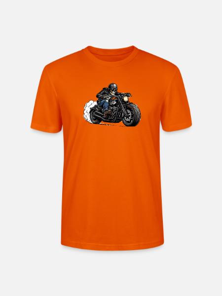 Skull Biker auf Chrome-Motorrad - Stanley/Stella Unisex Bio-T-Shirt CRAFTER - Tieforange