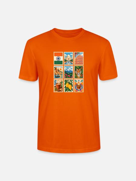 Indien Briefmarken - Stanley/Stella Unisex Bio-T-Shirt CRAFTER - Tieforange
