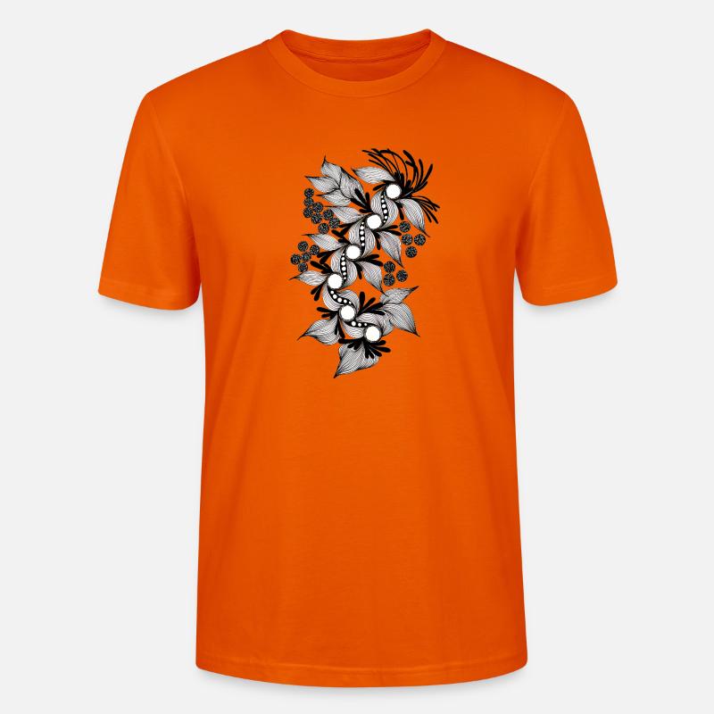 Spirale de fleurs noires et blanches - T-shirt bio CRAFTER Stanley Stella Unisexe - orange profond
