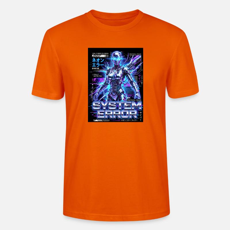 System Error Neon Cyborg - Stanley/Stella CRAFTER Unisex Organic T-Shirt - bright orange