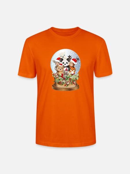 schöne nostalgische Schneekugel mit Kuscheltiere - Stanley/Stella Unisex Bio-T-Shirt CRAFTER - Tieforange