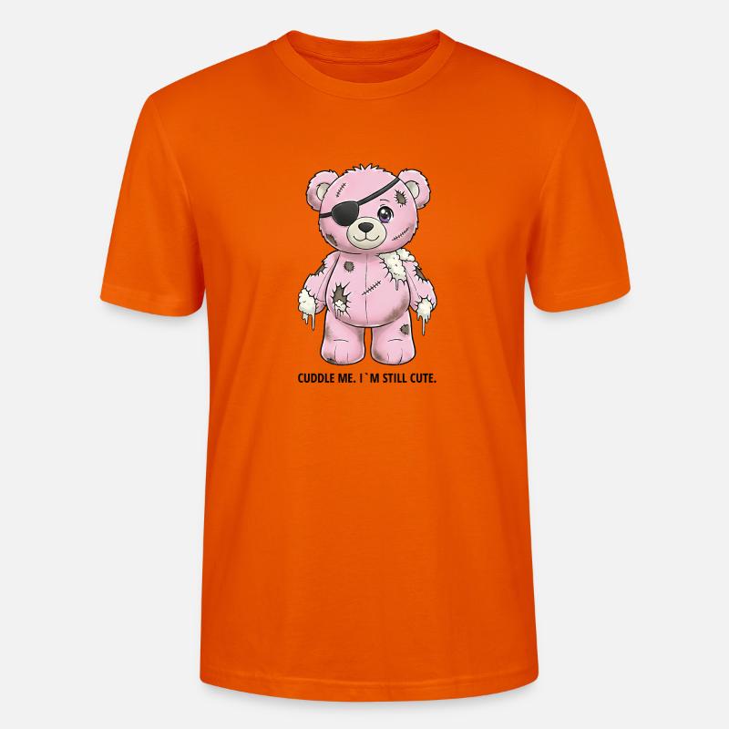 Patchwork Pinker Teddybär mit Augenklappe - Stanley/Stella Unisex Bio-T-Shirt CRAFTER - Tieforange