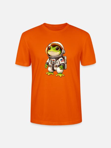 Frosch Astronaut Weltraum Entdecker Cartoon - Stanley/Stella Unisex Bio-T-Shirt CRAFTER - Tieforange