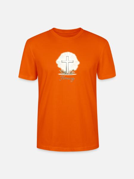 Pastellkreuz zur Firmung - Stanley/Stella Unisex Bio-T-Shirt CRAFTER - Tieforange