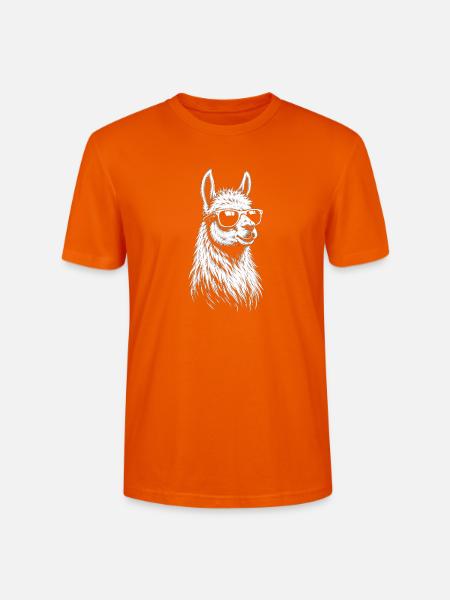 Sonnenbrillen-Lama Linienkunst - Stanley/Stella Unisex Bio-T-Shirt CRAFTER - Tieforange