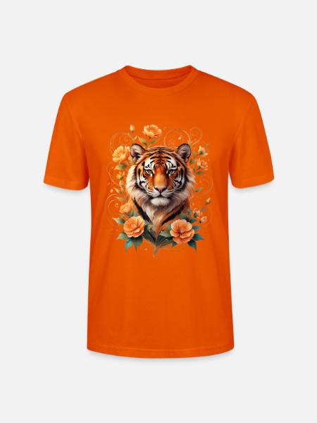 Tiger mit Blütenranken Ornament - Stanley/Stella Unisex Bio-T-Shirt CRAFTER - Tieforange