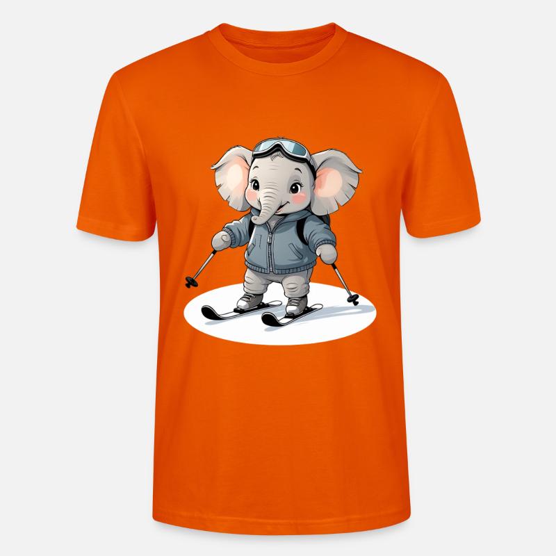 Skiing Elephant Pullover Hoodie - Stanley/Stella CRAFTER Unisex Organic T-Shirt - bright orange