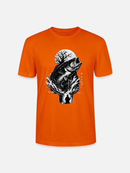 Springender Barsch im Mondlicht Nachtangler - Stanley/Stella Unisex Bio-T-Shirt CRAFTER - Tieforange