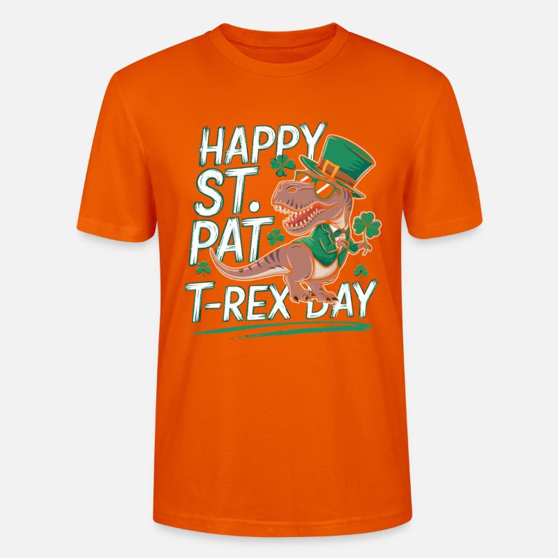 St Patricks T-Rex Hut - Stanley/Stella Unisex Bio-T-Shirt CRAFTER - Tieforange
