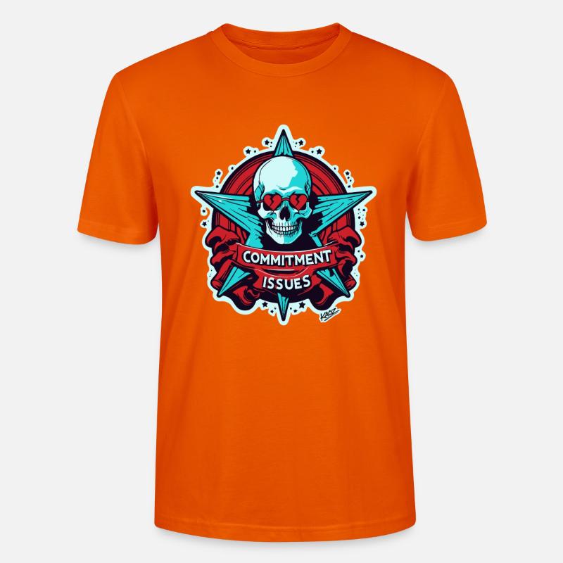 Commitment Issues Skull Badge - Stanley/Stella CRAFTER Unisex Organic T-Shirt - bright orange