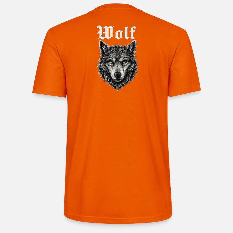 Gothic Wolf Kopf Illustration Geschenkidee - Stanley/Stella Unisex Bio-T-Shirt CRAFTER - Tieforange