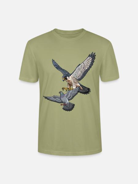 Wanderfalke fängt Taube - Stanley/Stella Unisex Bio-T-Shirt CRAFTER - Nebelgrün