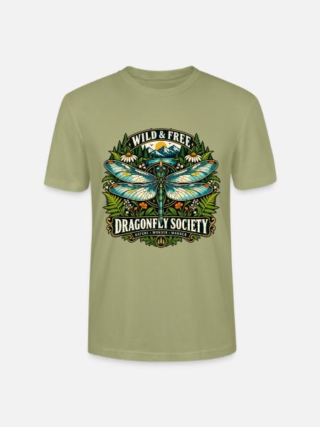 Dragonfly Libelle Natur Geschenk Botanical Design - Stanley/Stella Unisex Bio-T-Shirt CRAFTER - Nebelgrün