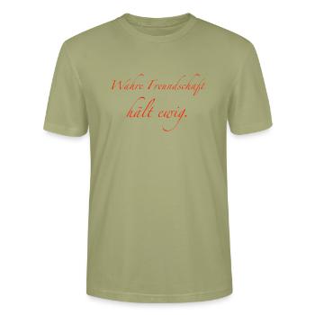 wahre Freundschaft - Stanley/Stella Unisex Bio-T-Shirt CRAFTER - Nebelgrün - Vorne - Alina (178cm) & Michal (187cm)