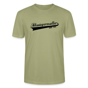 schwiegermutter 2025, beste schwiegermutter ever - Stanley/Stella Unisex Bio-T-Shirt CRAFTER - Nebelgrün - Vorne - Alina (178cm) & Michal (187cm)